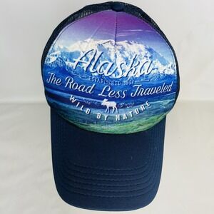 Alaska Moose Navy Trucker Style Snapback Hat Cap Vintage Souvenir ACE